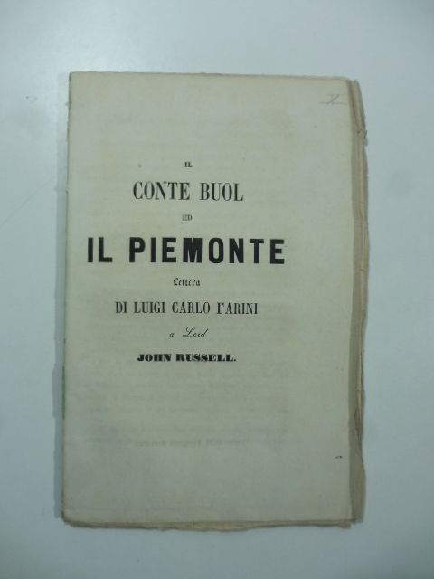 Il Conte Buol ed il Piemonte. Lettera a John Russell